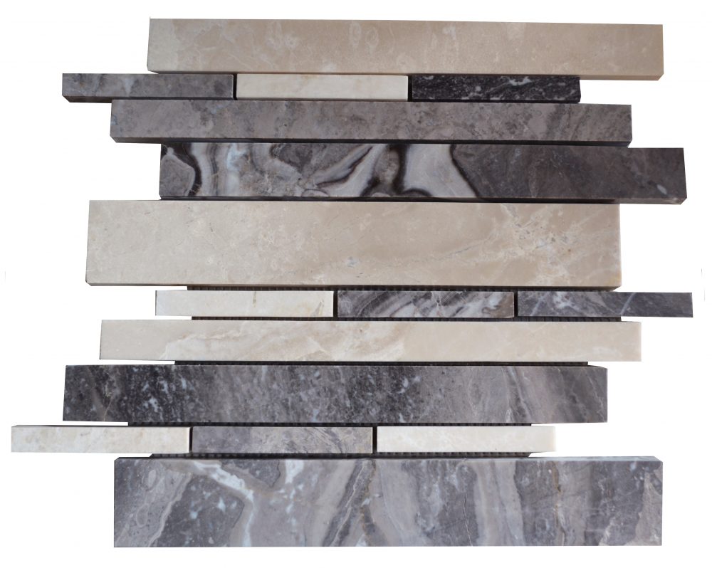 Botticino Silver Polished Marble Linear Mosaic Tiles - Natural Stone